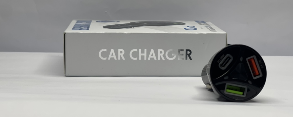 Product Title: 55W Quick Charger – Dual USB + PD Car Charger